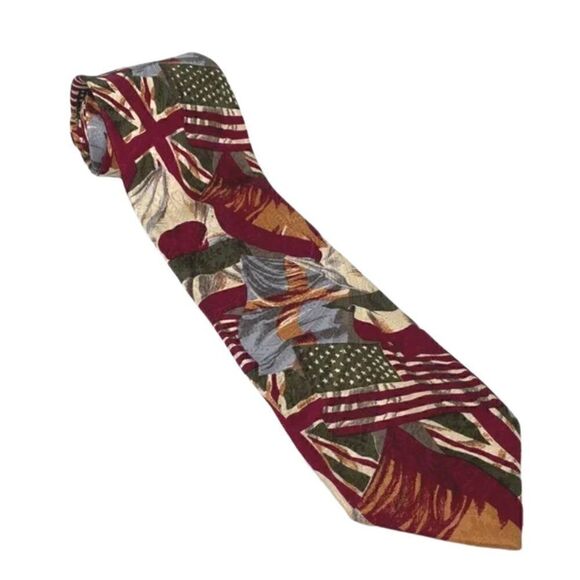 Karl Lagerfield Paris Vintage World Flags Mens Silk Tie - Picture 1 of 5